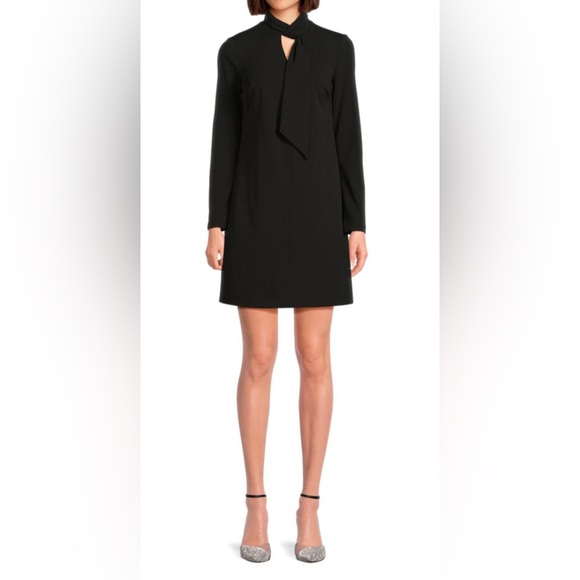 Calvin Klein Black L/S Keyhole Sheath Minidress New w/tags Polyester/Spandex - Picture 1 of 7